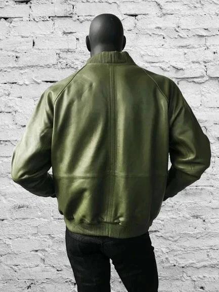 Мужская кожаная куртка-бомбер Стильная из овчины Ручной работы Байкерская Мотоциклетная Дизайнерская