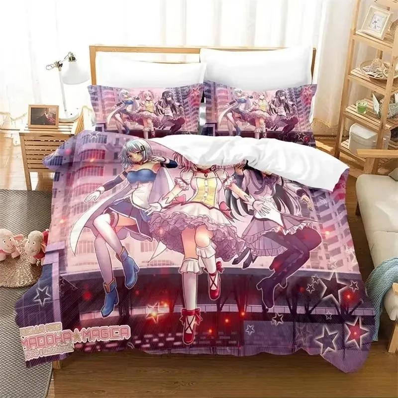 3D Принт Аниме Puella Magi Madoka Magica Постельное Белье Мальчики Девочки Полуторный Королевский Кинг Сайз Пододеяльник Наволочка Кровать Мальчики Взрослый