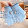 Cute Cartoon Children Full Fingers Gloves Thickened Windproof Gloves New Kids Knitted Gloves