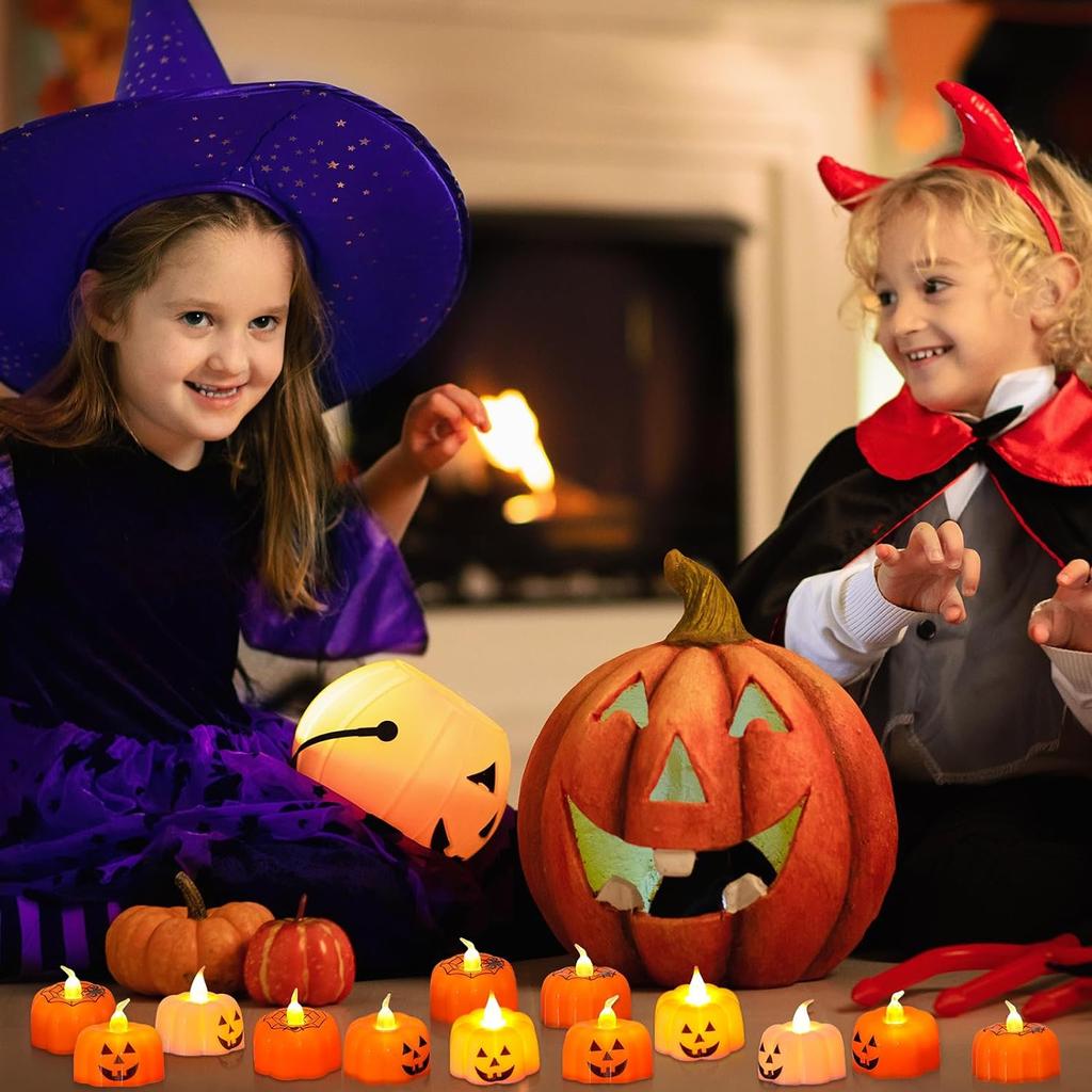 Halloween Pumpkin Candle Lights Led Electronic Candle Lights Party Supplies Ornaments Night Lights Halloween Decorations