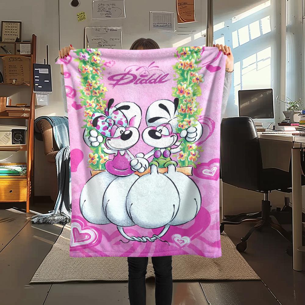 1PC Diddl Patterned Flannel Blanket Suitable For All Seasons for Home Decor Warmth and Comfort Gifts Holiday Present