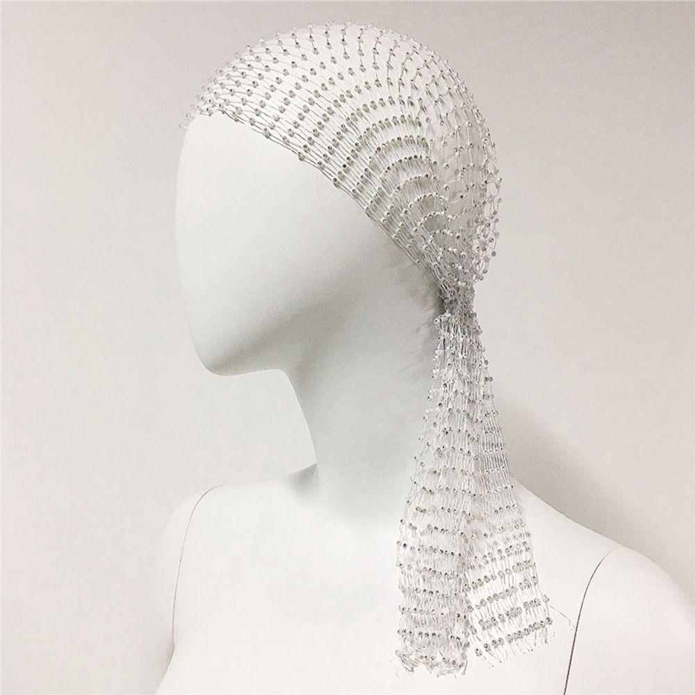 Girl Hair Accessories Bling Turban Mesh Head Scarf Cap Rhinestone Headband Women Hair Scarf