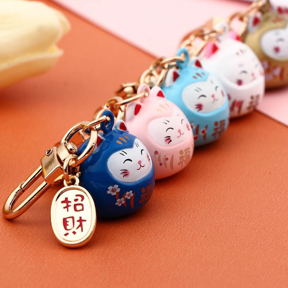 Girls Woman Japanese Bag Charm Cute Lucky Cat Keychains Pendant Keyring Key Chains Cartoon Keychain