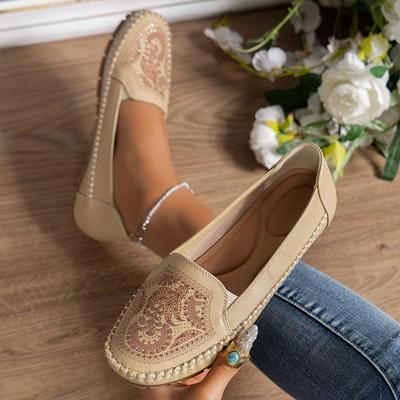 Большой размер Лазерная строчка Ретро Женские лоферы Балетки Удобная ходьба Мода Ретро стиль