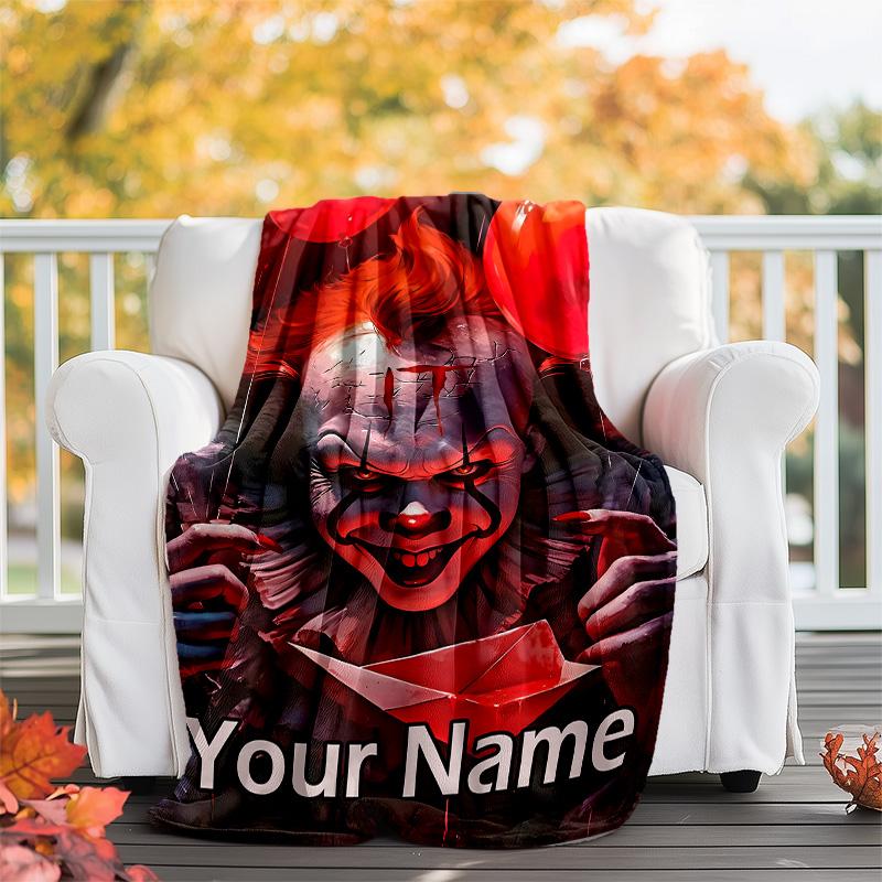Customizable Pennywise Throw Blanket – Personalized Name, All-Season Cozy Snug Blanket, Machine Washable, Personalized Blanket