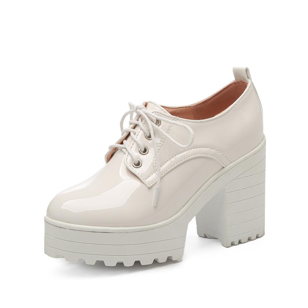 Классические женские туфли на шнуровке, черные, белые, на высоком каблуке, короткие ботинки на платформе, в европейском стиле, женские туфли на осень-весну в стиле панк на высоком каблуке