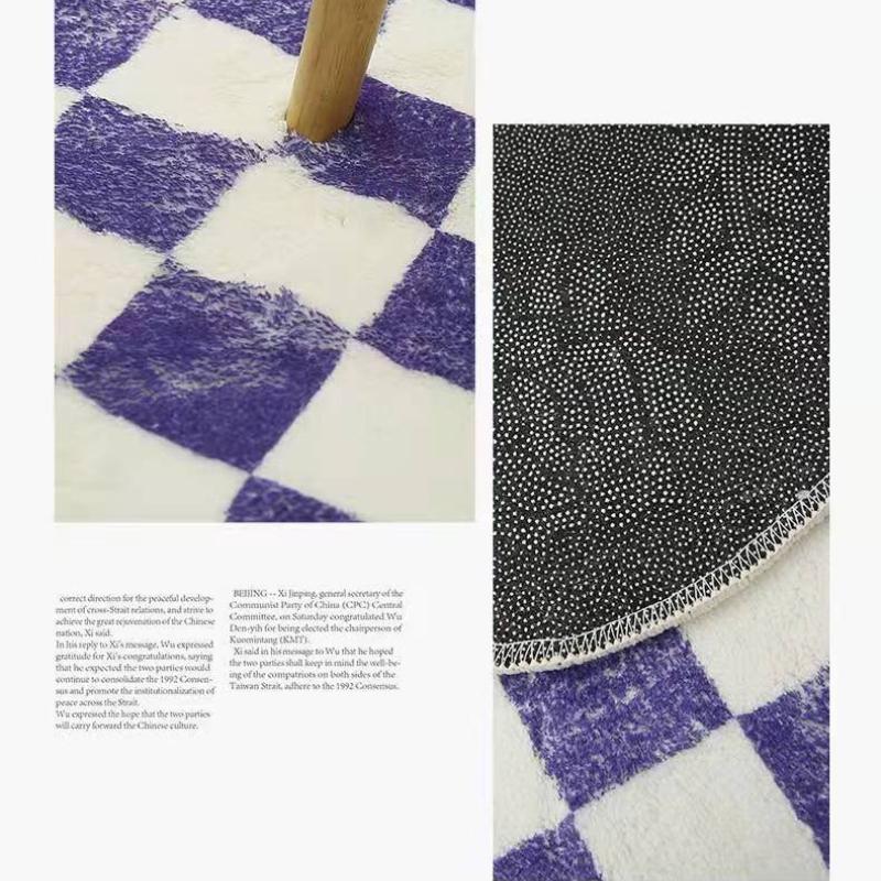 Круглый ковер в клетку, комод, утолщенный ковер, домашняя гостиная, спальня, прикроватный, ковры большой площади, пушистый, мягкий, нескользящий коврик