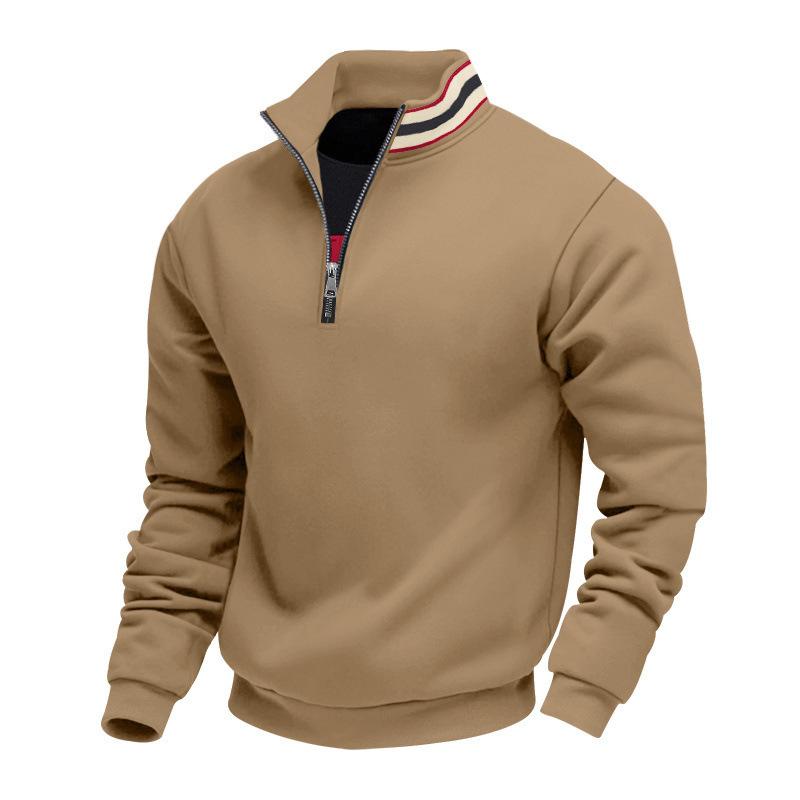 Mens Thick Fleece Loose Stand Collar Half Zip Casual Warm Sports Sweatshirt