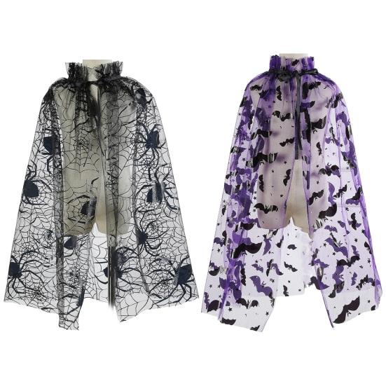 Накидка на Хэллоуин, легкая универсальная одежда, паутина, летучая мышь, тюлевой плащ, костюм для косплея, реквизит для фотосъемки
