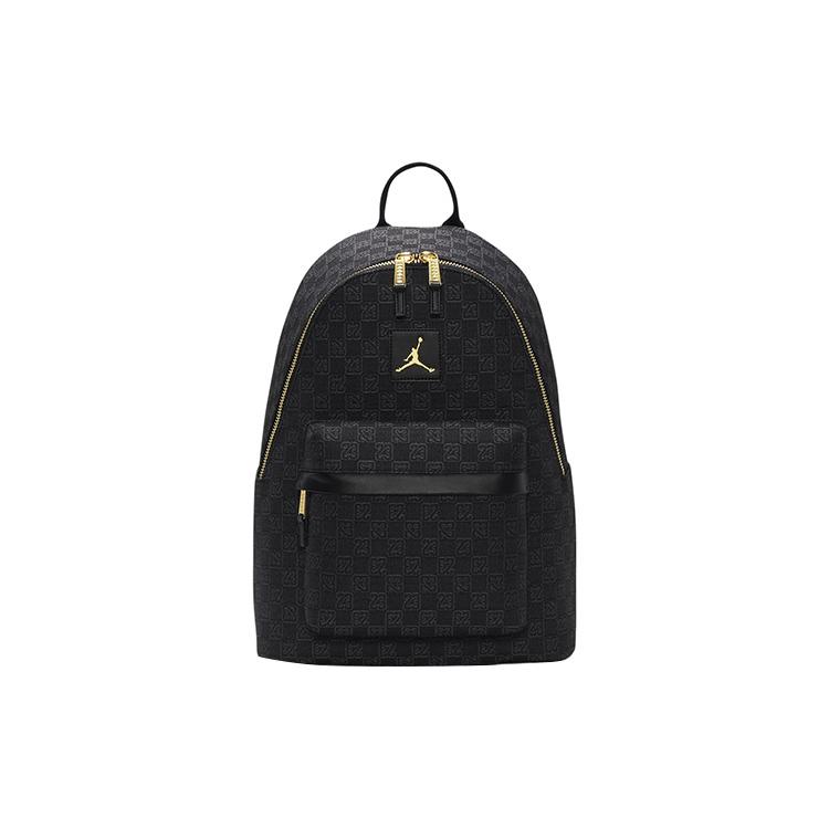 New Jordan Gold Logo Monogram Backpack Black FJ6784-010