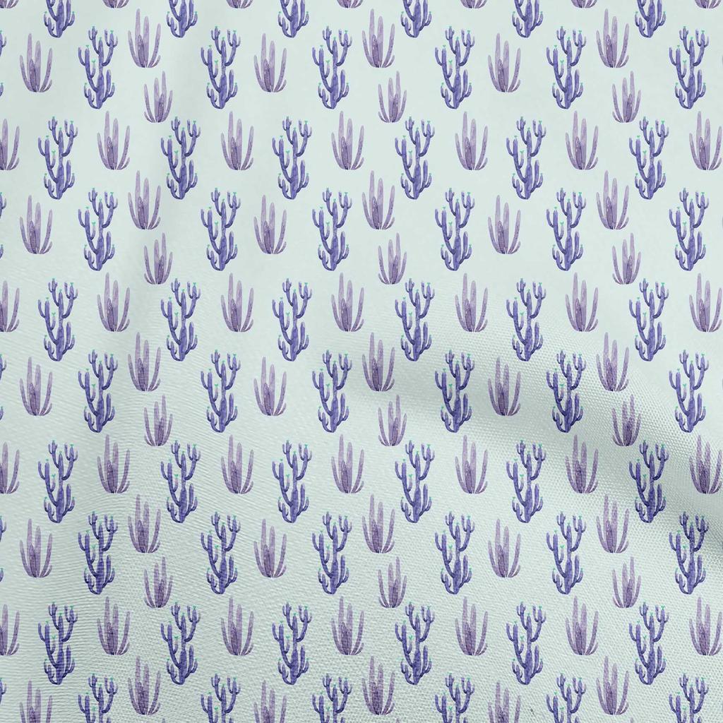 oneOone Cotton Flex Light Blue Fabric Cactus Fabric For Sewing Printed Craft Fabric By The Yard 40 Inch