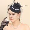 Bridal Headdress Retro Hairclip Womens Vintage Hat Pillbox Hat Hair Fascinator Hat Bowknot Veil