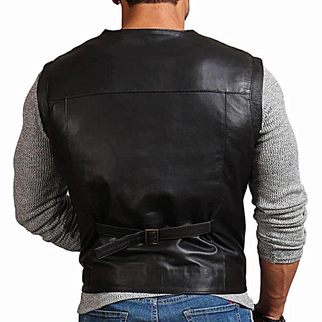 NOORA Men's Real Lambskin Leather ,Clothing, Bike Lovers Vest, Gift for Men's, Gift for Him, Hunt Style,Moto Vest