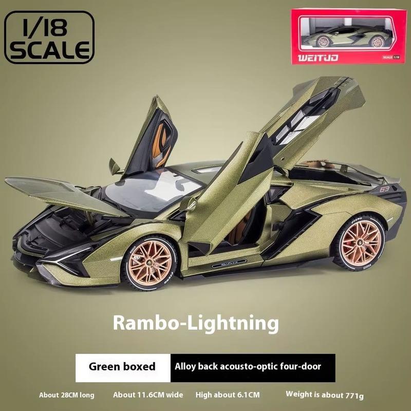 1:18 Lamborghini New Energy Super Sports Car Alloy Die-cast Car Model Sound and Light Series Pull Back Function Children's Toy Boy Birthday Gift