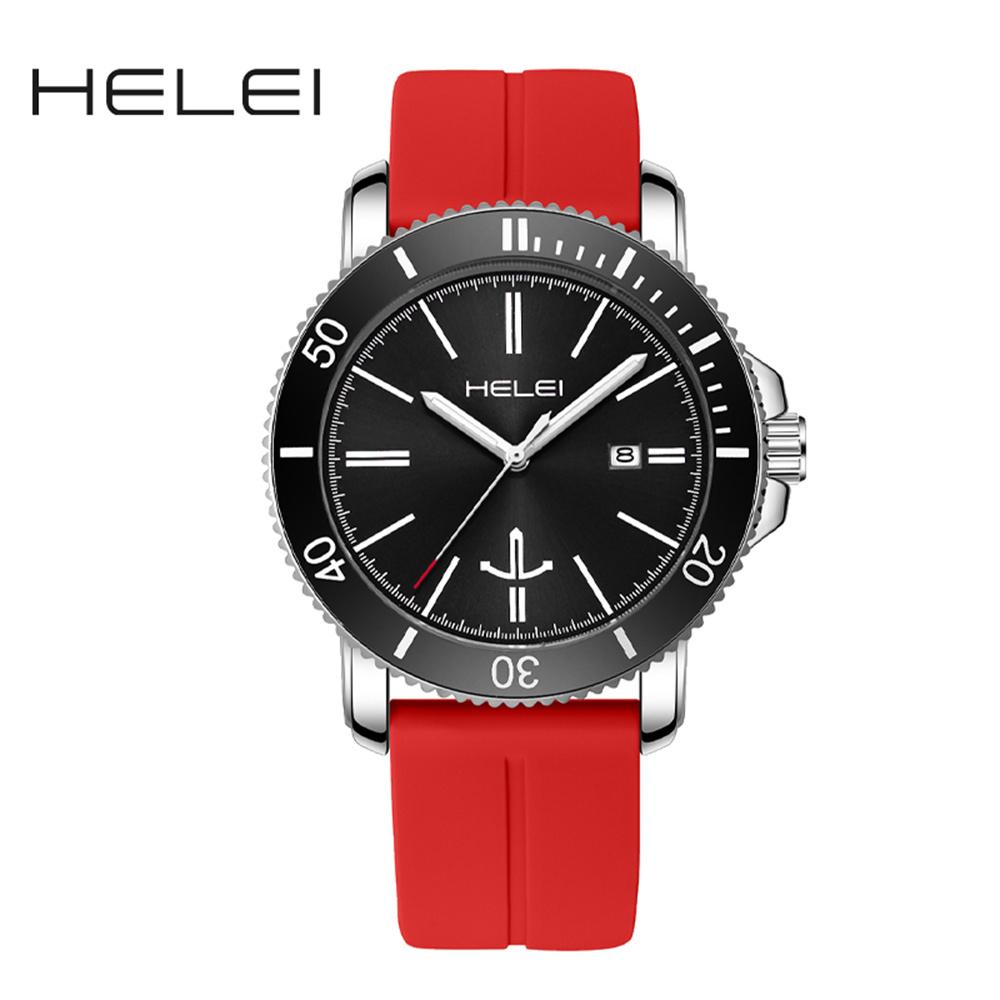 HELEI Sport Men Watch Top Brand Luxury Military Army Waterproof Male Clock Quartz Business Original Silicone Wristwatch 9002AJ