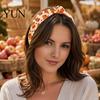 Thanksgiving Fabric Hairband Fall Knotted Headband for Women, Pumpkin Maple Leaf Headband, Versatile Commuting And Outdoor Play Wide Brim Hair