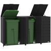 VidaXL Wheeled Storage for Trash Cans for 3 Bins Black Steel, Trash Can Storage, 3279978