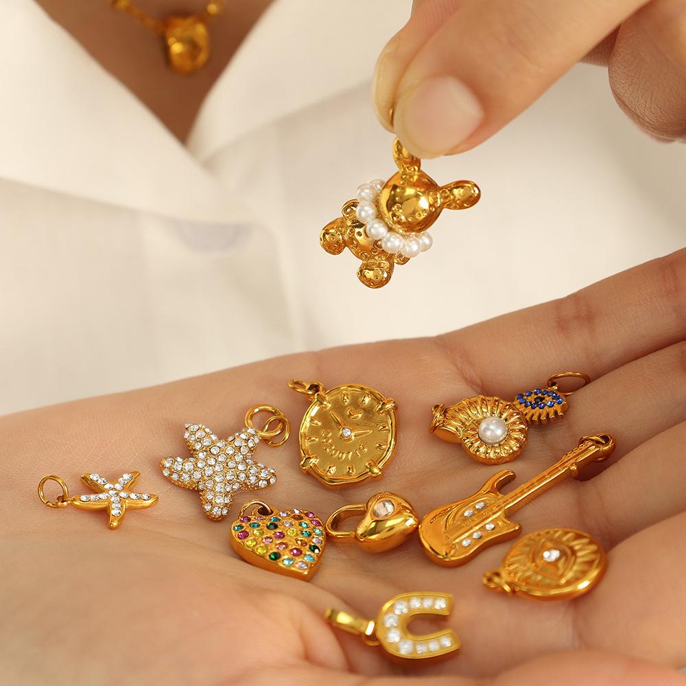Exquisite Diy Diverse Diamond Pendant Accessories Stainless Steel Gold Plated Versatile Pendant Collection