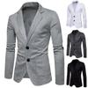 Мужской осенне-зимний однотонный мужской костюм с длинными рукавами и одной пуговицей, мужские топы