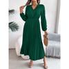 Spring and Summer Elegant Temperament V-neck Lace Waisted Pleated Long Women's Dresses Long Skirts