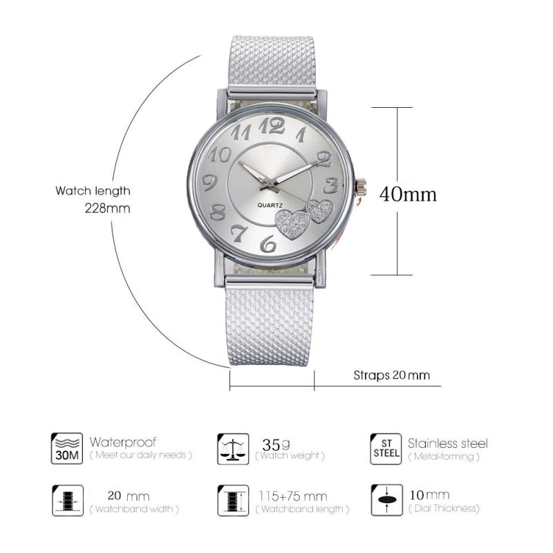 Простые женские модные кварцевые часы с сетчатым браслетом из нержавеющей стали, повседневные женские наручные часы