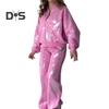 2 шт./компл. женский костюм с воротником-стойкой на молнии с длинными рукавами эластичные манжеты с блестками пальто с эластичной резинкой на талии толстые широкие брюки осенне-зимний спортивный костюм
