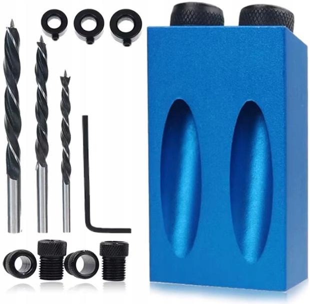 Template for invisible pocket joints with drill bits for wood