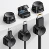 Lamicall Spring-Loaded Cable Holders (Set of 6) Thick Cable Clips, Wall-Mounted, Strong Adhesive, Desktop Cord Holder, USB Cable Holder, One-Handed