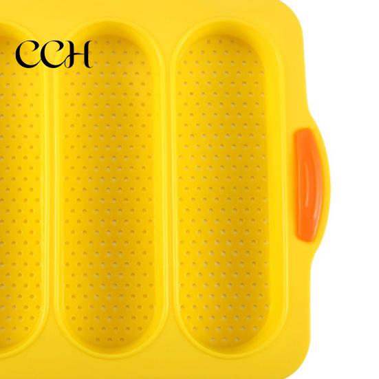 Bread Baking Mold 4 Grids Food Grade Baguette Tray Indoor Silicone Anti-scalding for Restaurant