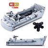 182Pcs 0855 WW2 Military Landing Craft Warship Building Blocks Navy Boat Bricks Set Soldiers Models DIY Bricks Toys Children