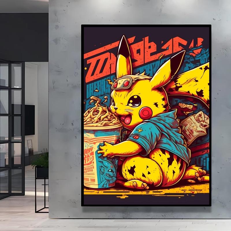Canvas Poster Pokemon Pikachu Cartoon Picture Lasting Colors Children Gifts Classic Home Living Room Walls Decorative Painting