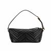 Gucci Gg Marmont Double G Logo Herringbone Quilted Leather Handheld Shoulder Bag For Women Black