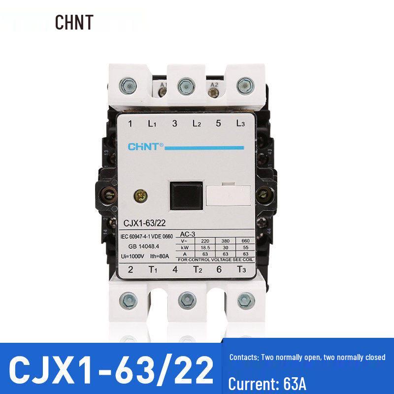 Chint CJX1 Series AC Contactor: 9/22, 12/22, 16/22, 32/22, 45, 63-7, available in 220V, 380V.