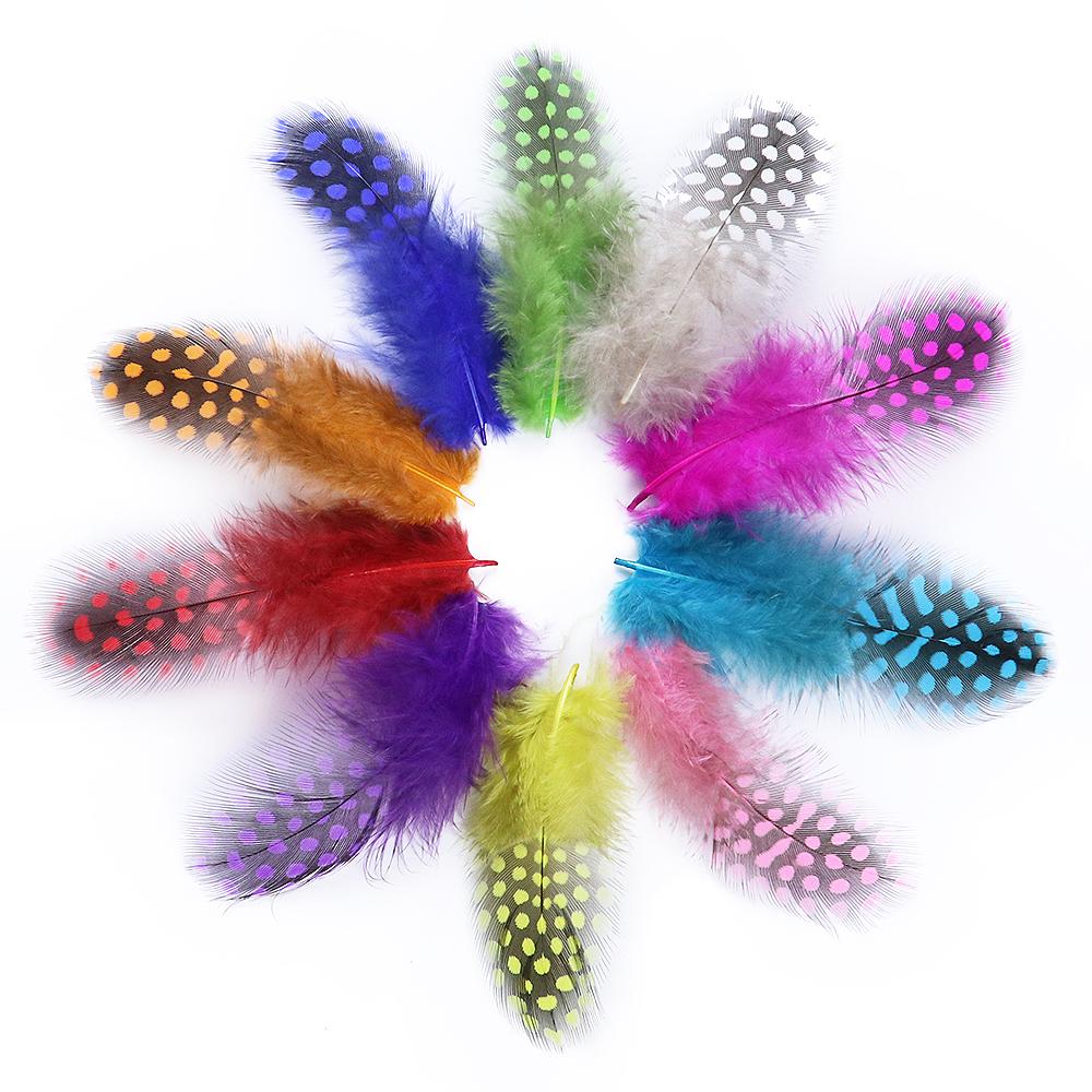 100PCS Natural Guinea Fowl Pheasant Feathers Natural Feathers Spotted 5-8cm Feathers for Crafts Dream Catcher Plume Decoration