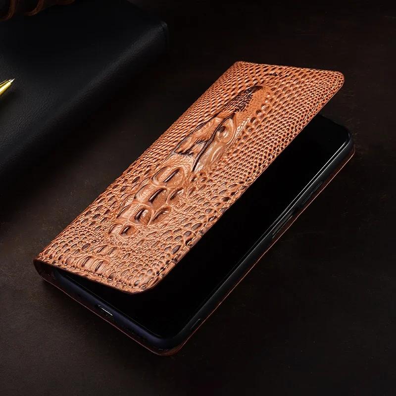 For XIAOMI Mi 15 Ultra 15Ultra 5G Flip Case 3D Crocodile Head Magnetic Cover Cowhide Genuine Leather Card Pocket Wallet Covers