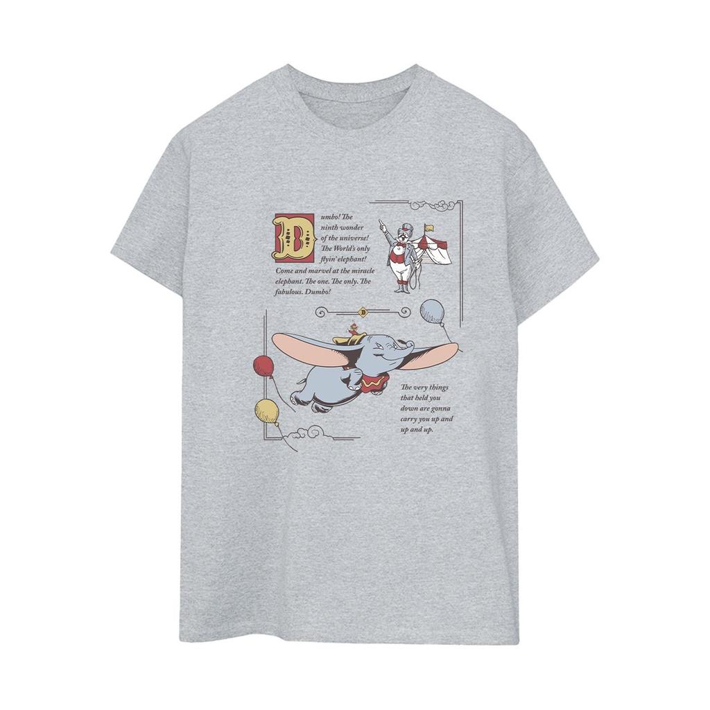 Disney Womens/Ladies Dumbo Story Book Page Cotton Boyfriend T-Shirt