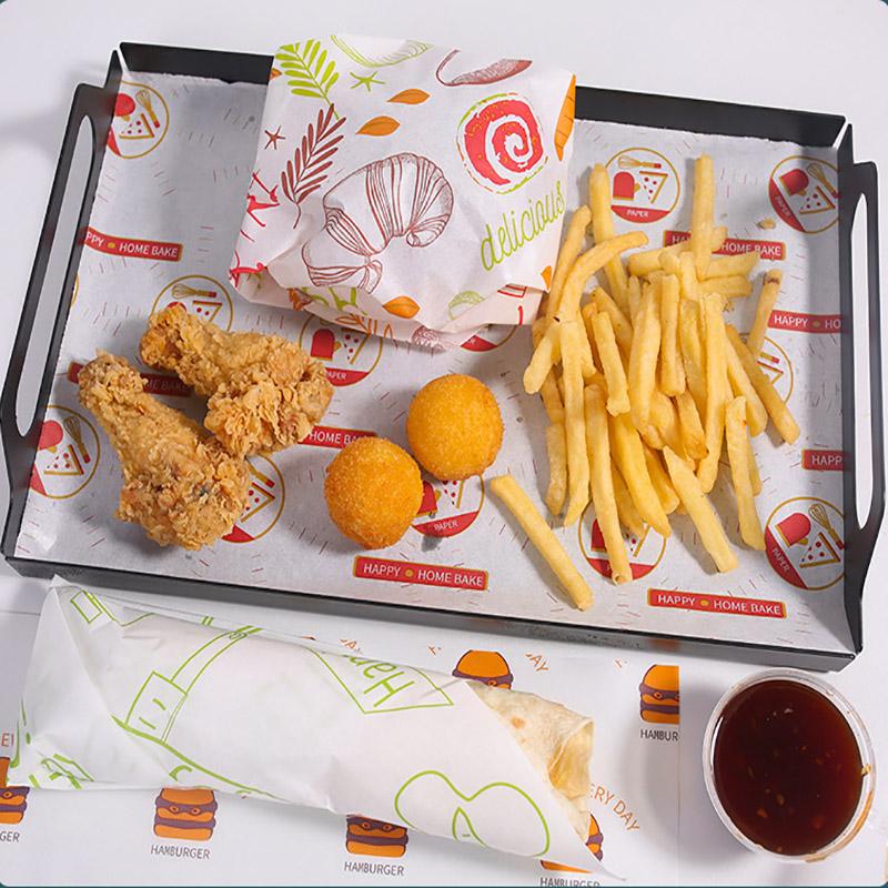 100 шт., упаковочная бумага для пищевых продуктов, английский узор, сэндвич, бургер, картофель фри, жареный олатовый коврик, вощеная бумага, промасленная бумага