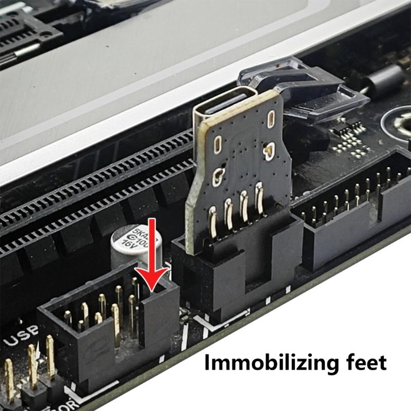 Адаптер-коннектор USB 2.0 9 Pin на USB C для внутреннего USB 2.0 9-контактного разъема материнской платы ПК для настольного компьютера