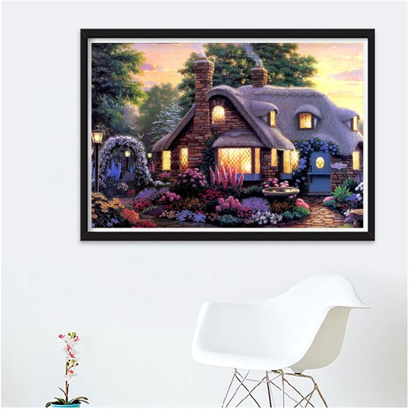 Алмазная картина Пейзаж Круговая дрель Алмазная вышивка Крестом Горный хрусталь Мозаичная картина