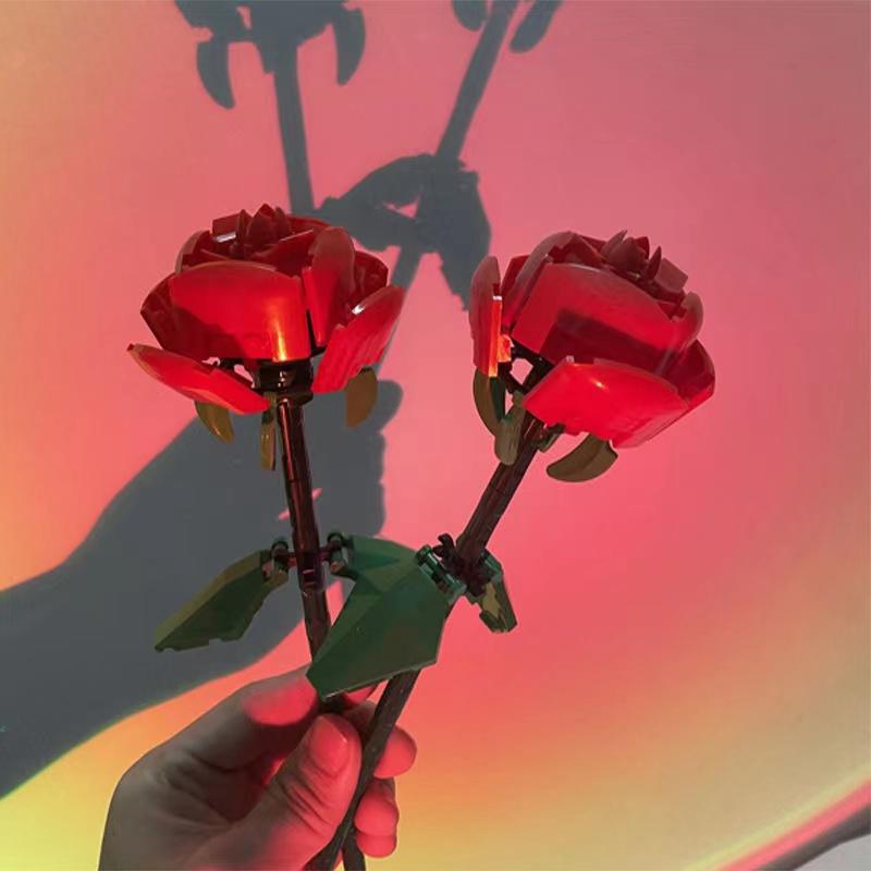 Букет роз, строительные блоки, городской романтический комплект, подарки на день учителя, сборные кирпичи, игрушки для девочек и мальчиков