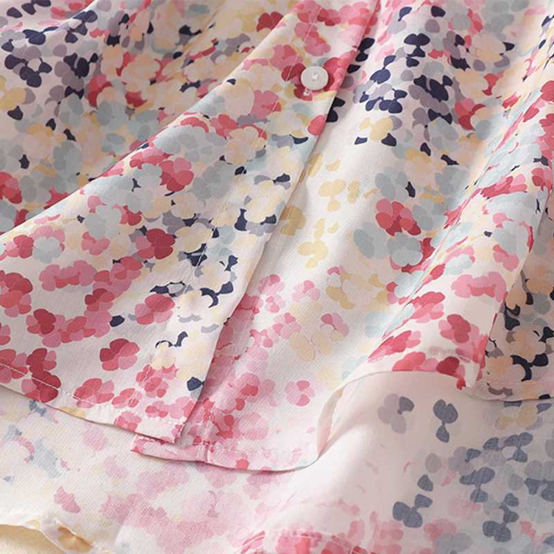 Рубашка Karon Color Ramie Floral для женщин, весна, свободная тонкая рубашка с принтом, повседневные блузки и рубашки контрастного цвета, топ