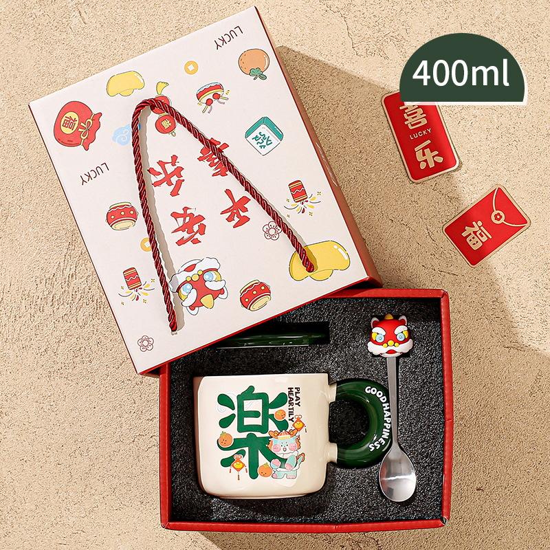 Креативная керамическая кружка 'Год Дракона' с крышкой, бытовая, высокая ценность, бытовая, для пары, чашка для воды, новогодний подарок, сувенир