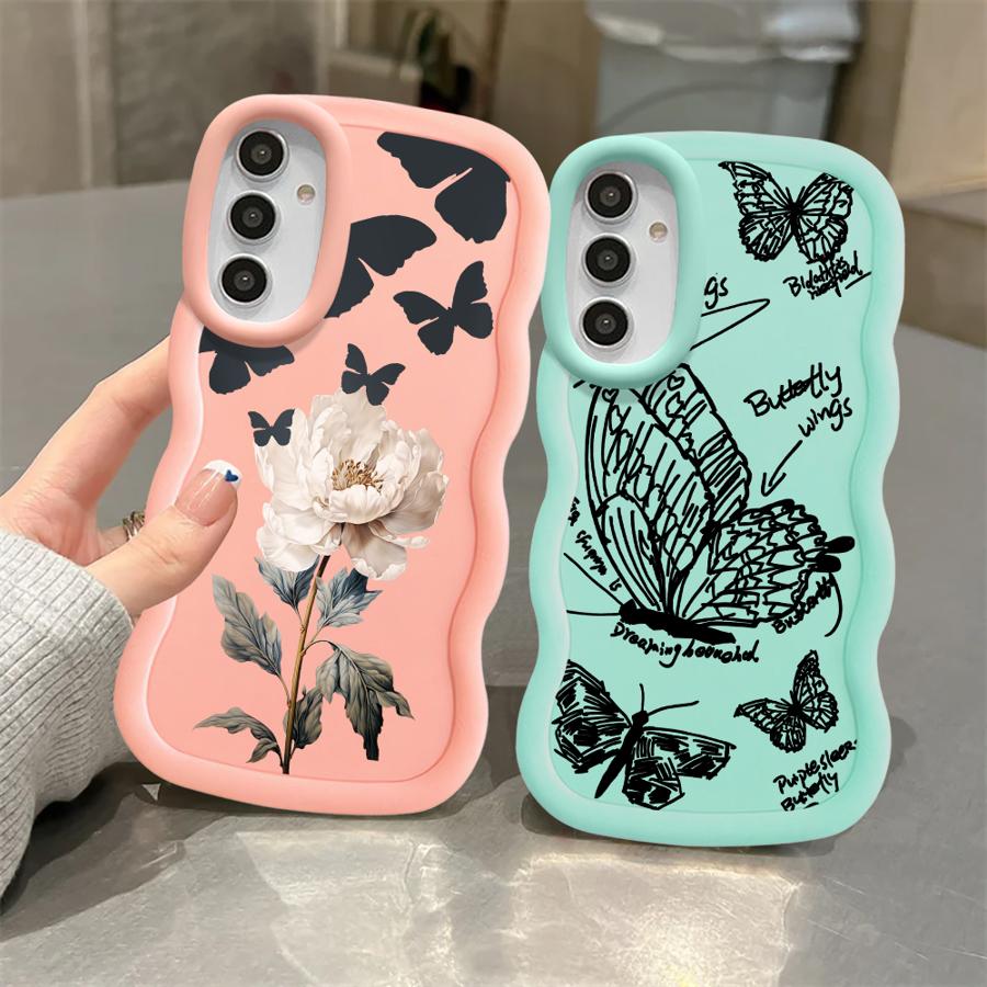 Мягкий чехол-бампер с рисунком «Цветок бабочки» для Samsung Galaxy A15 A16 A21s A12 A13 A52 A14 A11 A53 A33 A22 A05 A23 A04 A06 A03