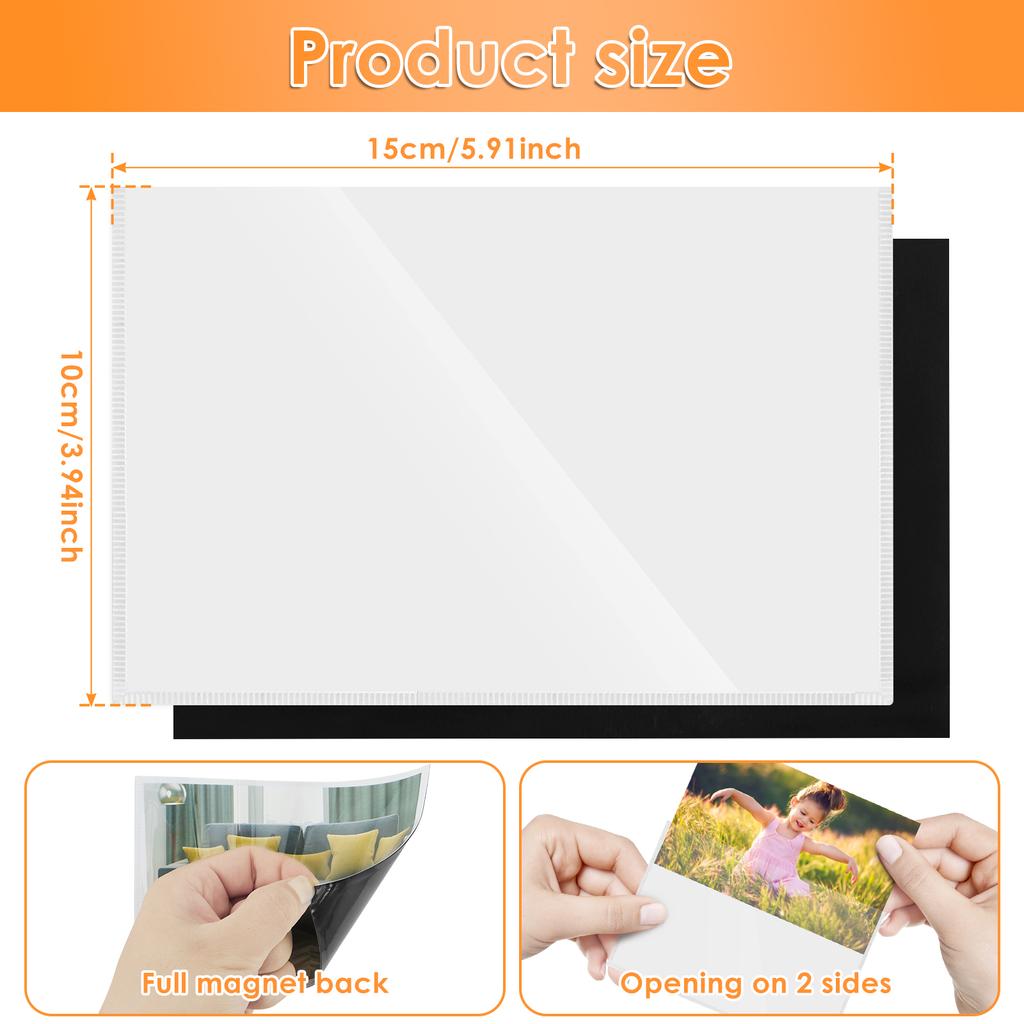 12Pcs Magnetic Picture Frames 4x6 Inch Magnetic Photo Pocket with White Border Clear PVC Magnetic Photo Frame for Refrigerator