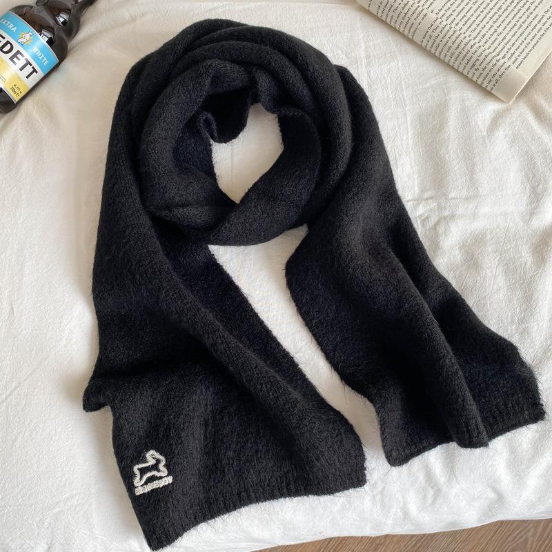 Red Embroidered Wool Scarf Female Rabbit Festive Autumn and Winter Versatile Imitation Cashmere Knitted Shawl