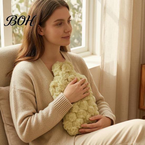 Washable Cover Hot Water Bag 1000ML Plush Bottle, Leakproof PVC Bag, Long Leak Proof Bottle Lasting Heat Retention, Winter Warm for Pain Relief
