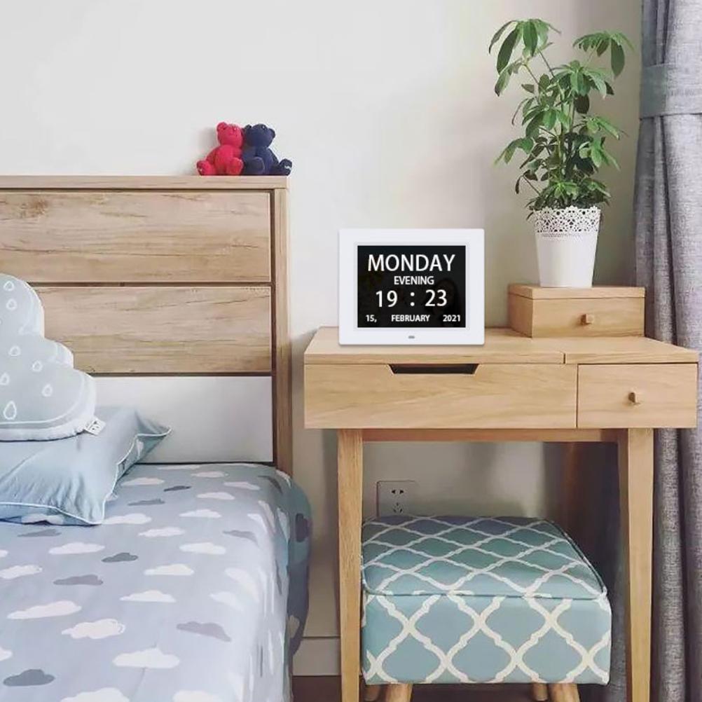 8-дюймовый цифровой календарь, часы дня, автоматически затемняющиеся электронные цифровые часы с цифрами на большом экране