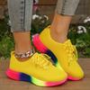 Fashion New Fashion Women Rainbow Sports Shoes Lightweight Comfortable Thick Sole Lace Up Running Shoes Woman Elastic Casual Shoes