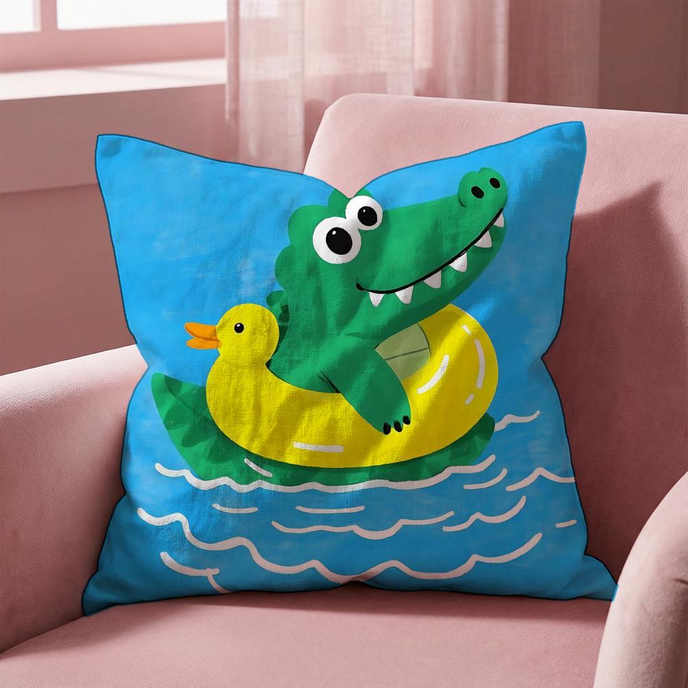 Animal cute crocodile Cushion Cover MultiScene Pillow Cover for Home Car Reversible Soft Durable for Daily Use