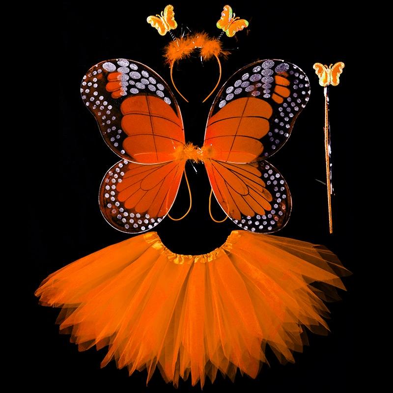 Костюм принцессы для девочек, фэнтезийная игра с крыльями бабочки, волшебной палочкой, повязкой на голову и пачкой для девочек 3-8 лет